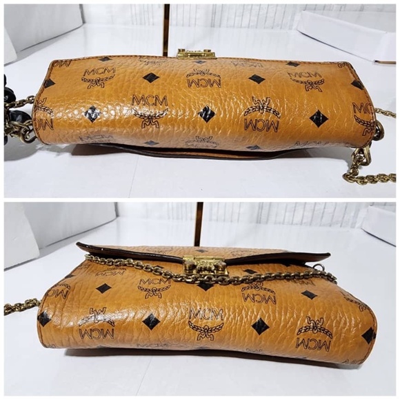 Authentic MCM Visetos Medium Patricia Wallet On Chain Cognac - Picture 12 of 14